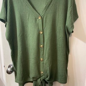 Green Front Tie waffle top